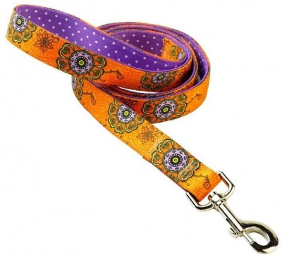 Yellow Dog Design Uptown Leash Folk Flowers On Purple Polka 48'' RRP 17.99 CLEARANCE XL 9.99